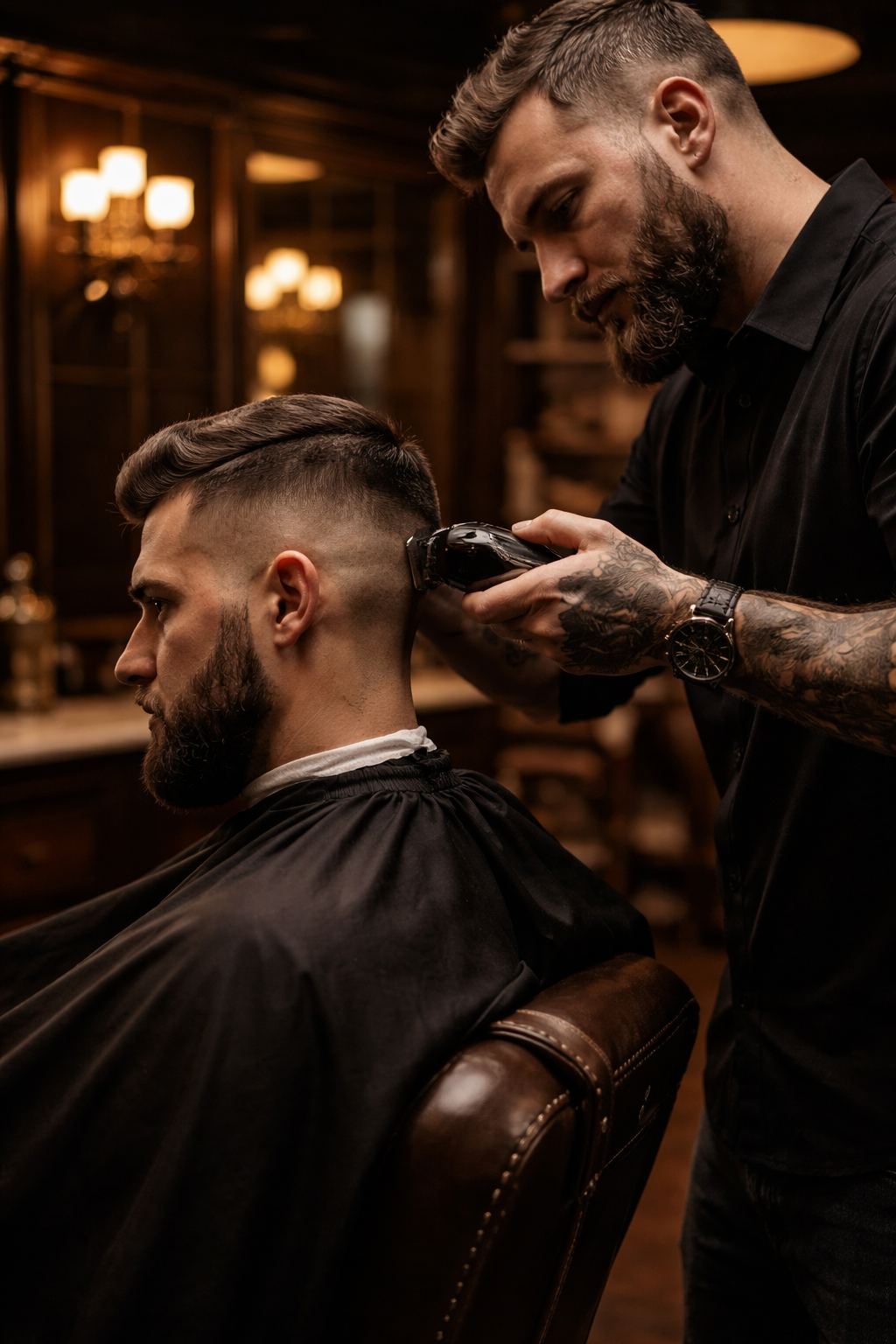 Beard line-up and contour detail